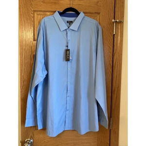 Galaxy By Harvic Men's Slim Fit Blue Button Down Dress Shirt Sz 4XL